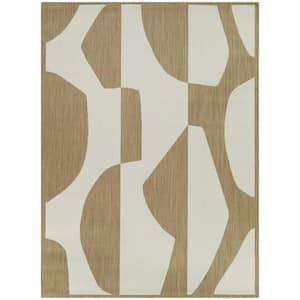 Rodin Tan 5 ft. x 7 ft.  Abstract Indoor/Outdoor Area Rug