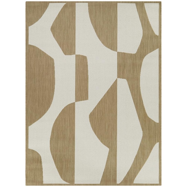 BALTA Rodin Tan 5 ft. x 7 ft.  Abstract Indoor/Outdoor Area Rug