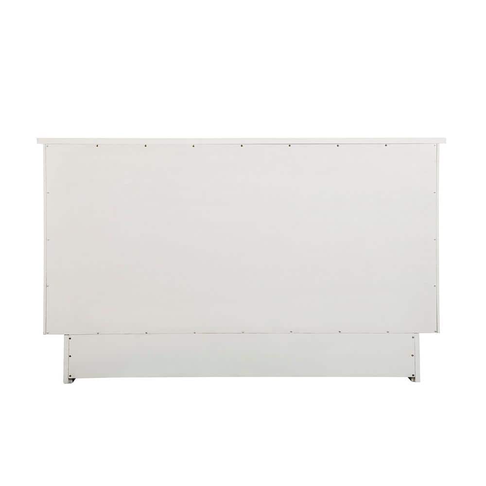 Essex White Queen Murphy Bed with Upholstered Wood Frame and Drawer