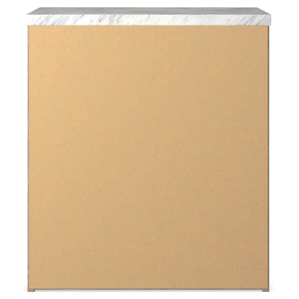 Light Brown and White Faux Marble Top 2-Drawer Nightstand