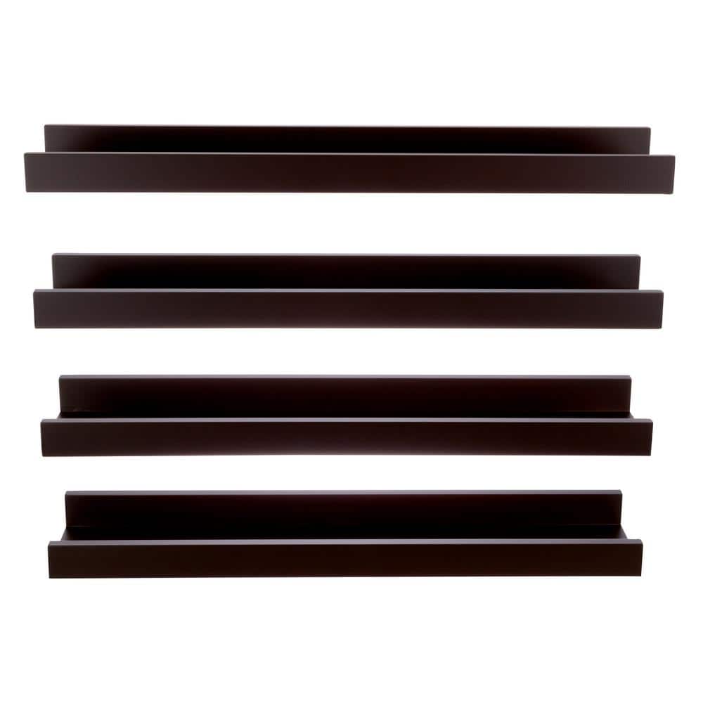 Espresso Engineered Wood Floating Wall Shelves Set of 4