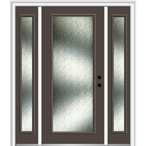 Mmi Door 68 5 In X 81 75 In Left Hand Inswing Full Lite Rain Glass Painted Brown Prehung Front Door On 6 9 16 In Frame Zl The Home Depot