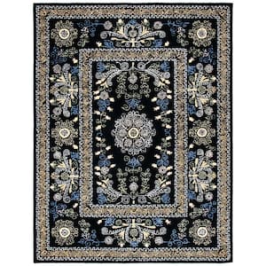 Micro-Loop Black/Green 9 ft. x 12 ft. Floral Border Area Rug