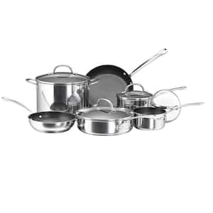 Millennium 10-Piece Stainless Steel Nonstick Cookware Set in Stainless Steel and Black