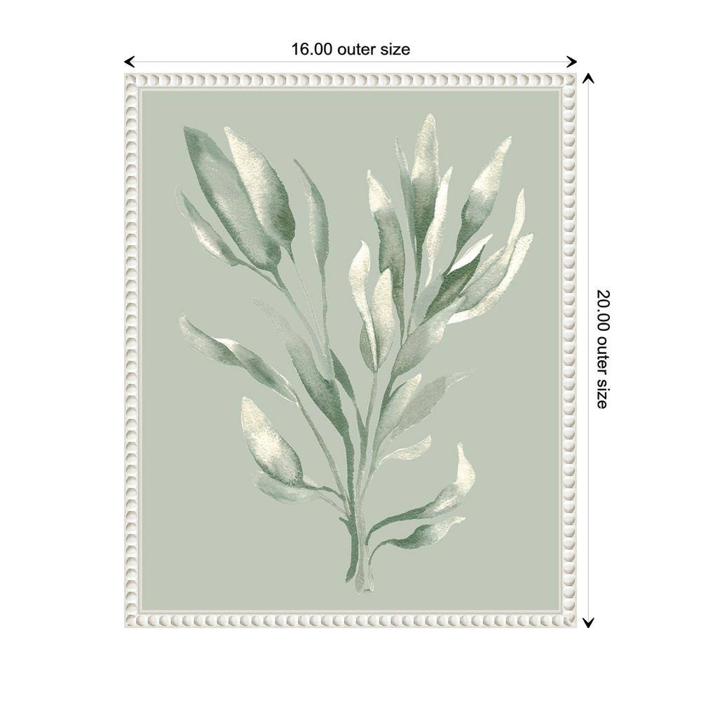 Tonal Green Ferns Canvas Art with Beaded White Frame