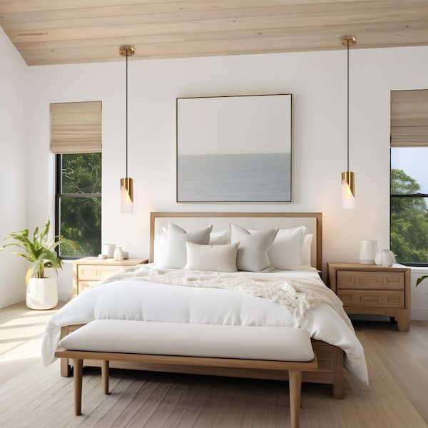 4.7 in. 1-Light Brass Modern Pendant Light, Kitchen Island Pendant Hanging Light, Farmhouse Frosted Glass Light Fixture