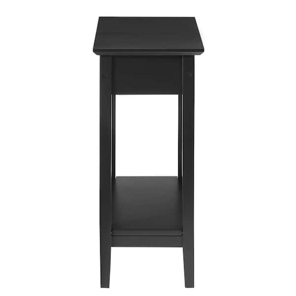 Naomi Home Roxy Narrow End Table with Storage, Flip Top Narrow Side Tables for Small Spaces, Slim End Table with Storage Shelf, Skinny Nightstand
