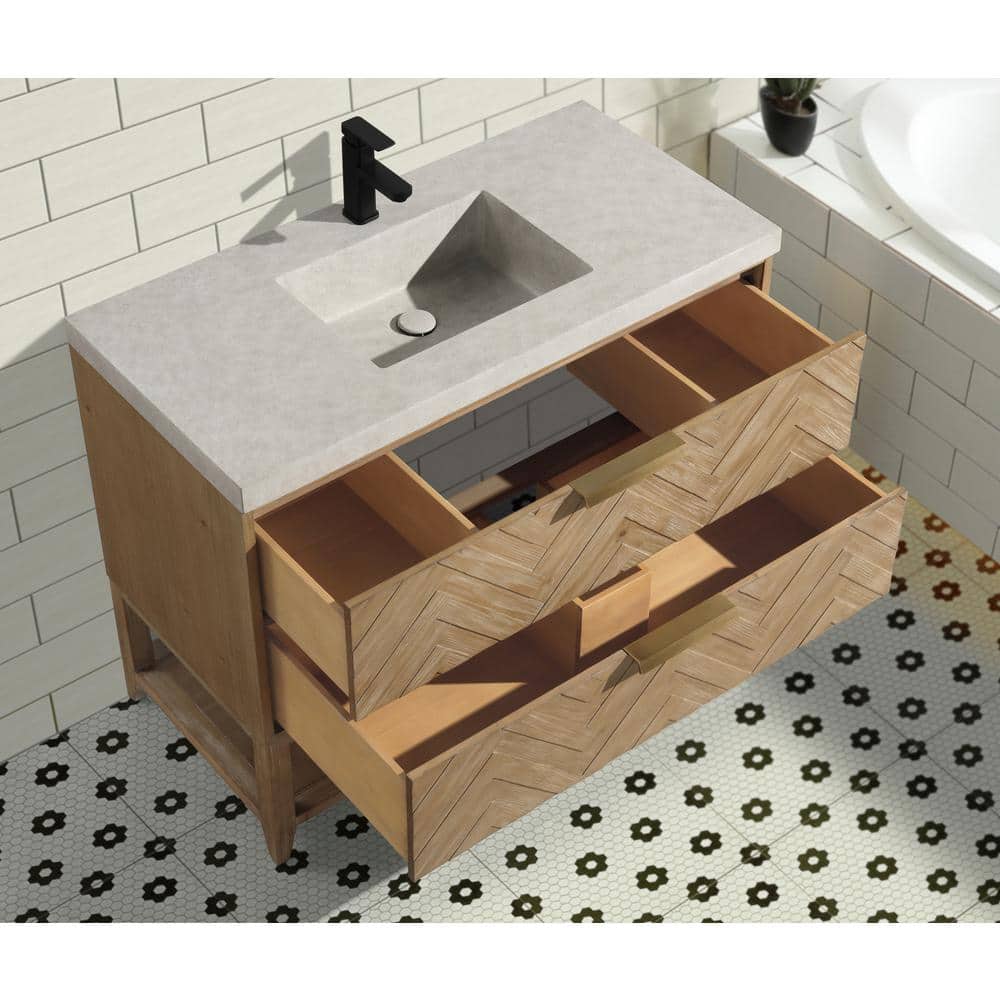 Carlsbad 42" Weathered Fir Freestanding Vanity with Concrete Top