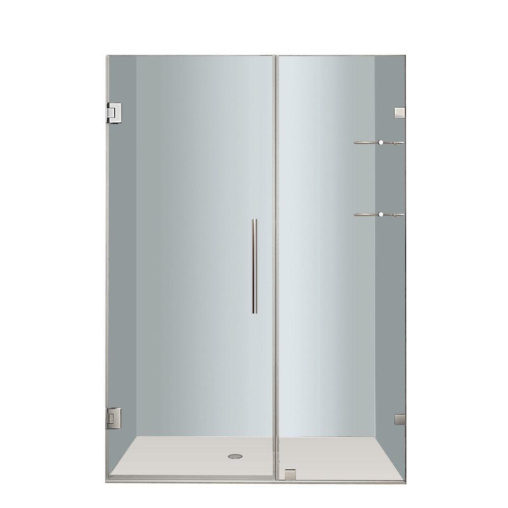 Nautis GS 48" x 72" Frameless Hinged Shower Door with Stainless Steel