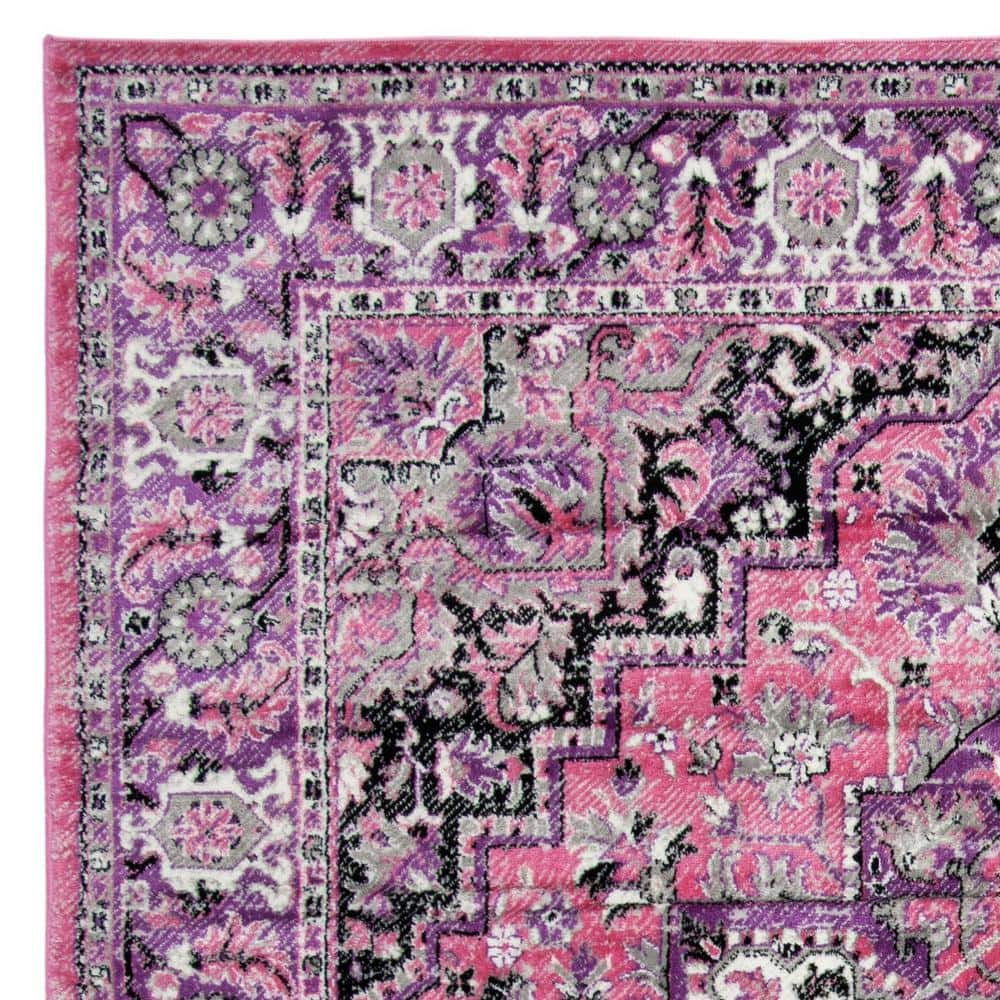 Skyler Pink and Ivory Floral 8' x 10' Synthetic Area Rug