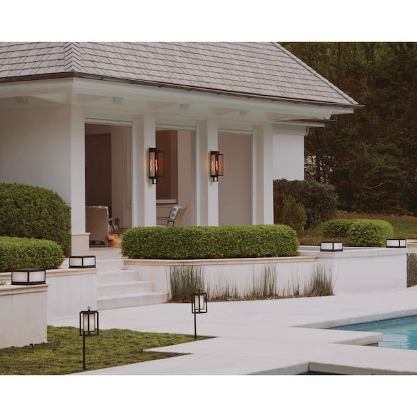 Max 2-Light Black Aluminum Weather Resistant Pier Mount Light with No Bulbs Included