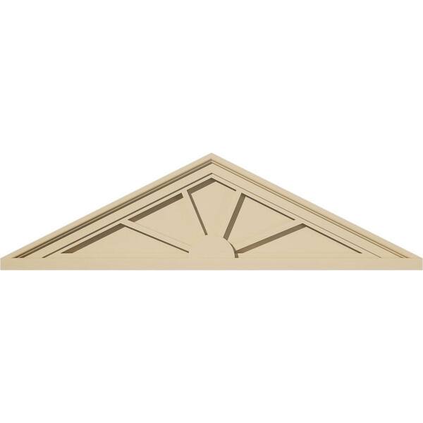 Ekena Millwork 36-in. W x 10-in. H x 2-in. P (Pitch 6/12) Peaked Cap 4 Spoke Signature Urethane Pediment, Primed Tan