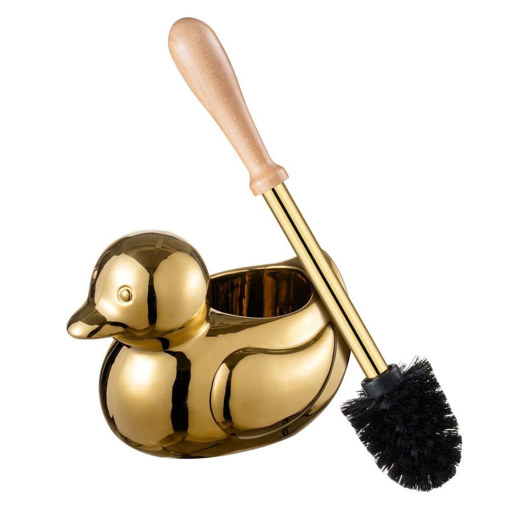 Gold Duck Toilet Brush and Holder Set, Ceramic Toilet Scrubber Brush Organizer with Wooden and Stainless Steel Handle price history on PriceWatchPro