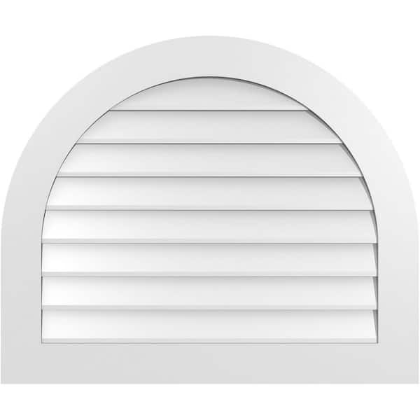 Ekena Millwork 36" x 30" Round Top Surface Mount PVC Gable Vent: Non-Functional with Standard Frame