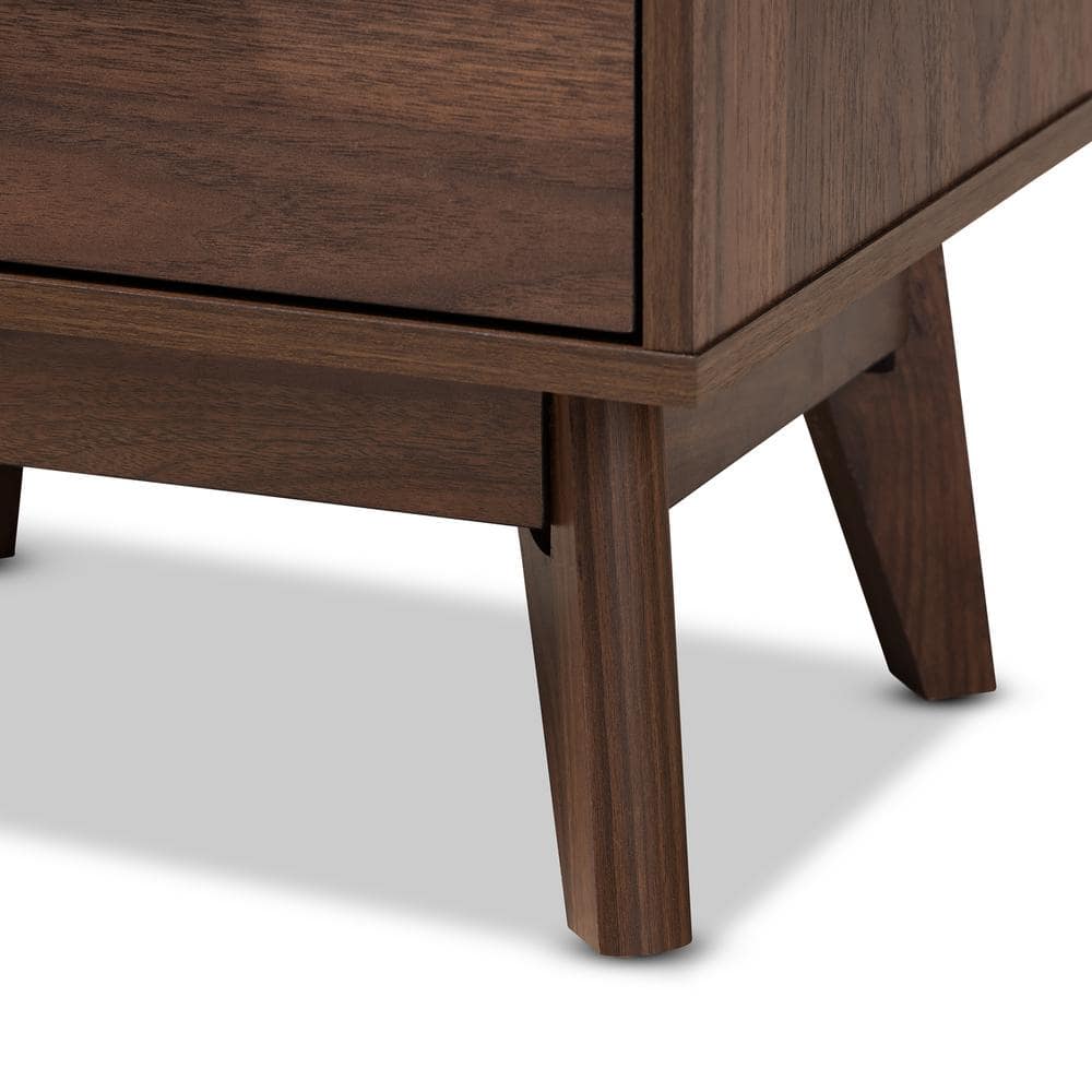 Mid-Century Lena Nightstand in Walnut Brown with Gold-Tone Handle