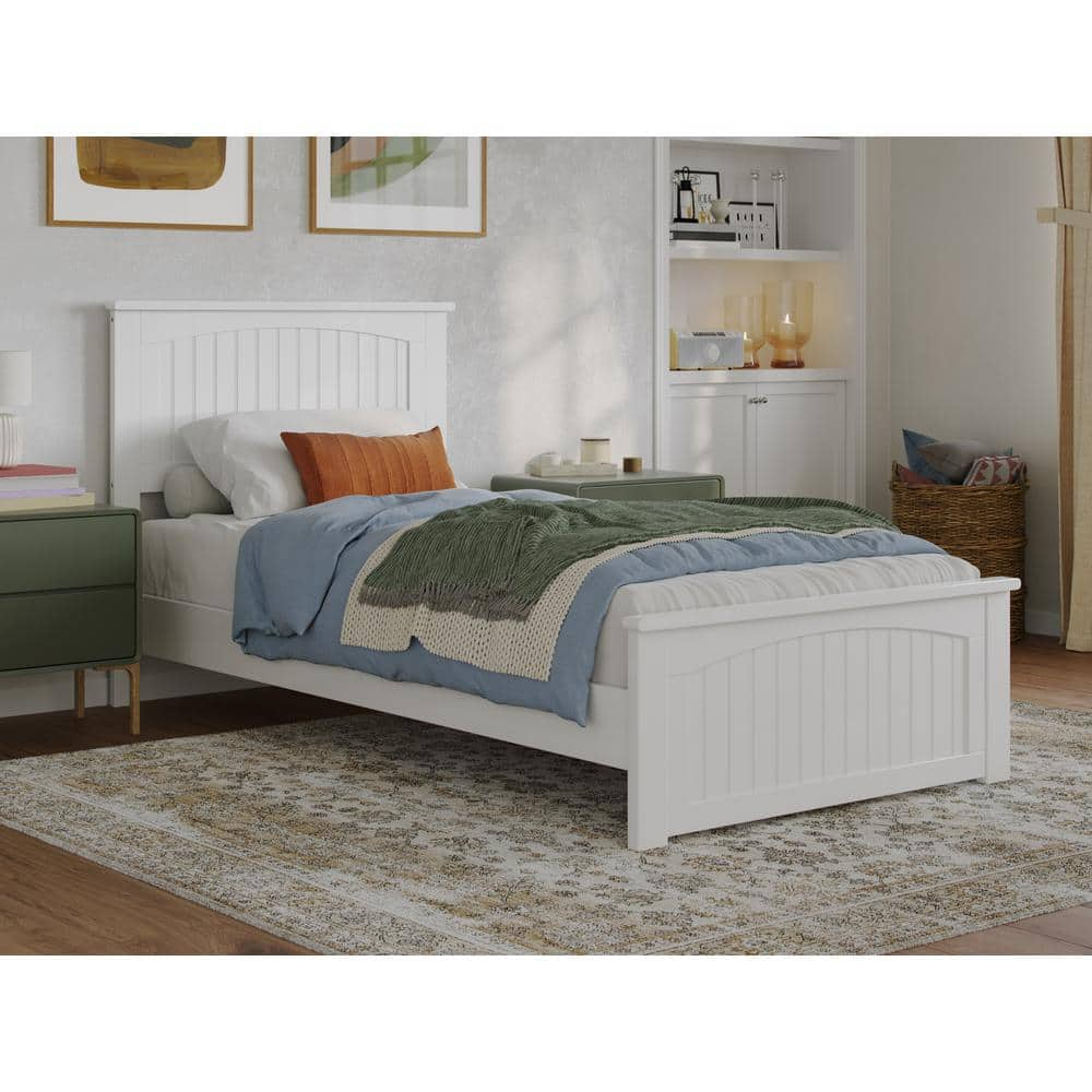 AFI Naples White Solid Wood Frame Twin XL Low Profile Platform Bed with ...