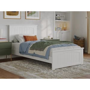 Naples White Solid Wood Frame Twin XL Low Profile Platform Bed with Matching Footboard
