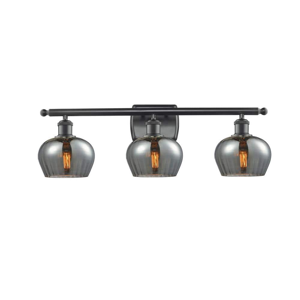Fenton 26 in. 3-Light Matte Black, Plated Smoke Vanity Light with Black Glass Shade price history on PriceWatchPro