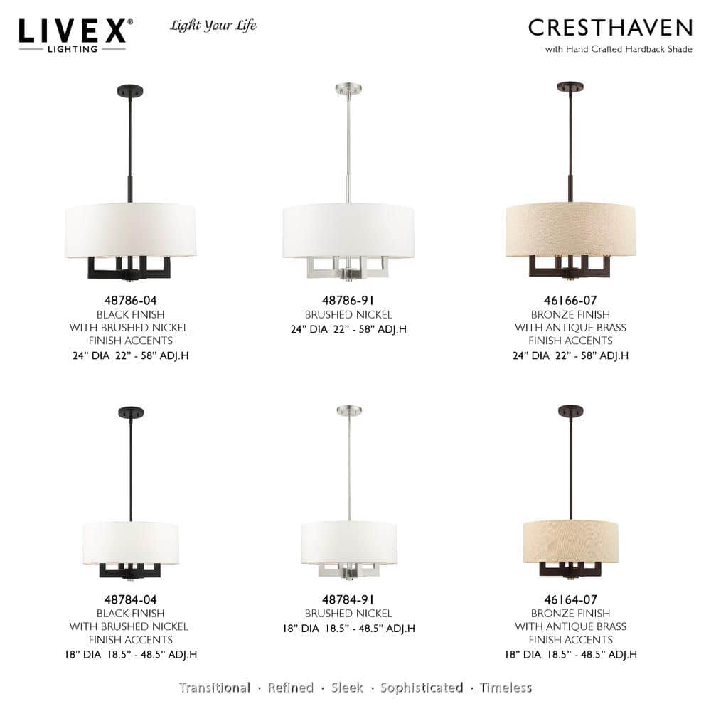 Black and Off-White 4-Light Drum Chandelier