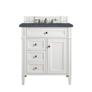 Brittany 30 in. W x 23.5 in.D x 34 in. H Single Vanity in Bright White with Quartz Top in Charcoal Soapstone