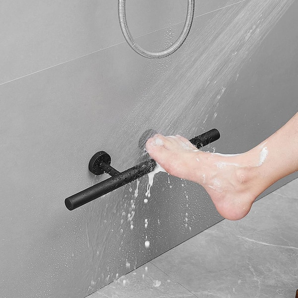 12 in. L x 3.14 in. W x 2 in. H Oval Tub/Shower Foot Stop in Matte Black