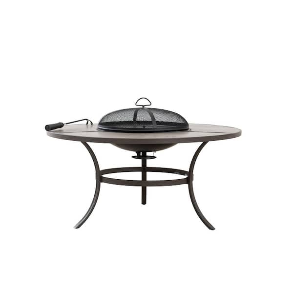 Hampton Bay Mix And Match 42 In Brown, Cast Aluminum Wood Burning Fire Pit