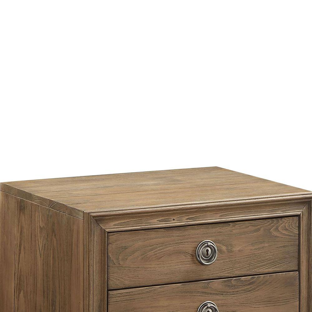 Inverness Reclaimed Oak 3-Drawer Nightstand with Tapered Legs
