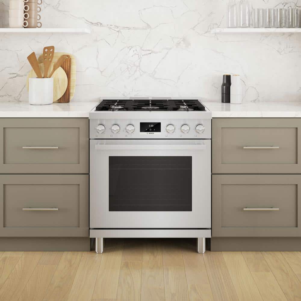 30" Stainless Steel Free-Standing Convection Gas Range