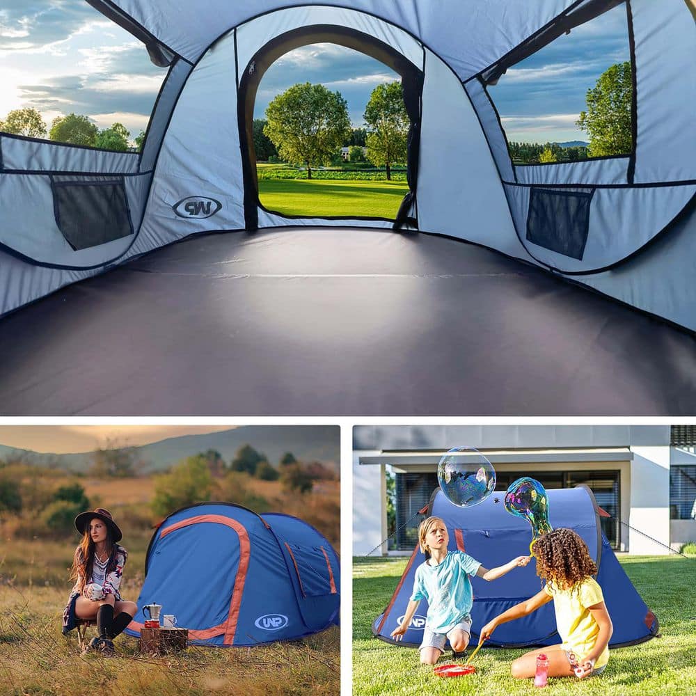 Blue 2-Person Portable Camping Tent with Carry Bag
