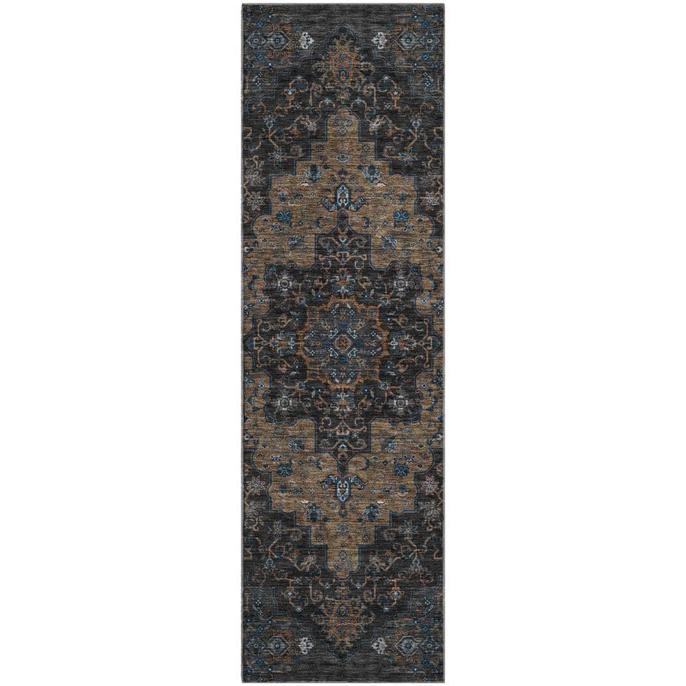 Mayfield Premium Machine Washable Abstract AMF2486 Black 2 ft. x 7 ft. Runner Rug price history on PriceWatchPro
