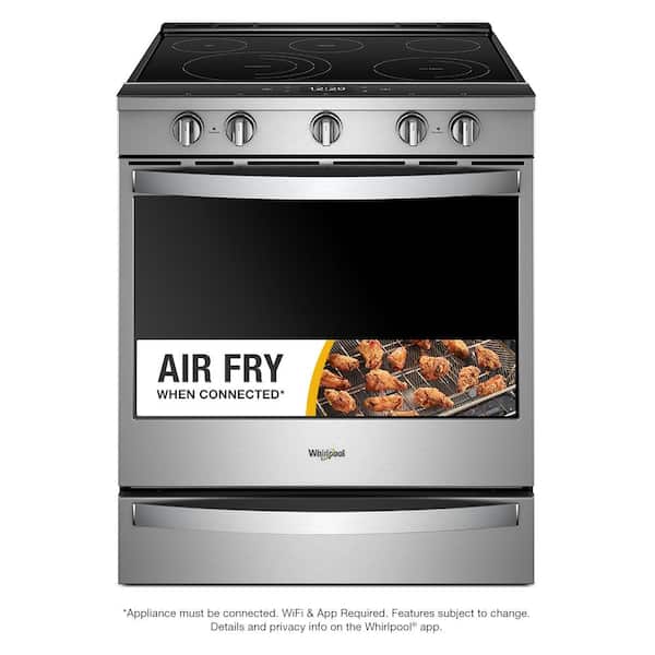 Whirlpool 6.4 cu. ft. Smart Slide-In Electric Range with Air Fry, When Connected in Fingerprint Resistant Stainless Steel