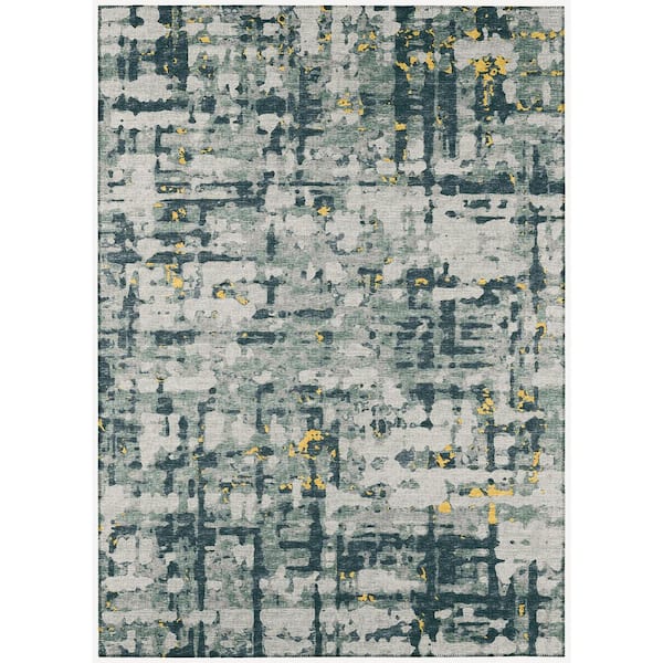 Addison Rugs Bravado 8 ft. x 10 ft. Gold Geometric Indoor/Outdoor Washable Area Rug