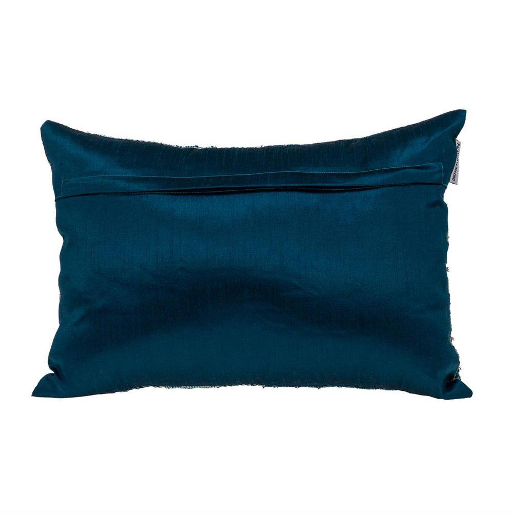 Elegant Beaded Embroidered Multi-Fabric 14"x20" Throw Pillow