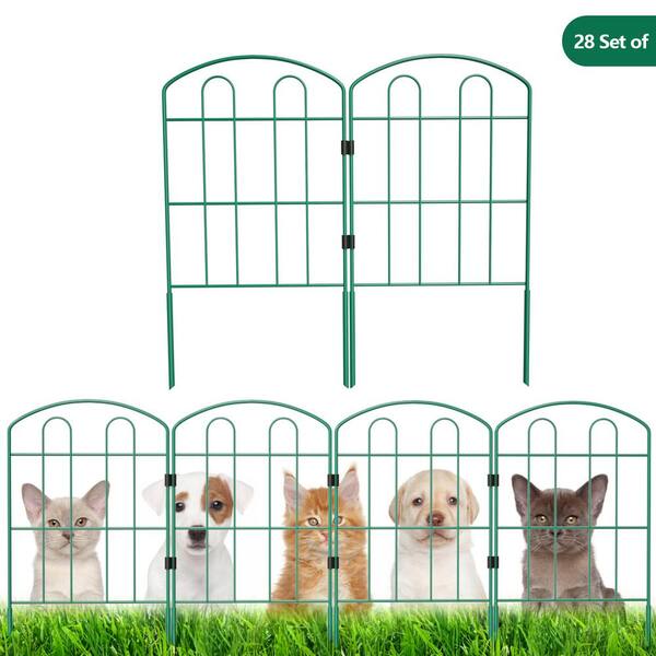 Oumilen 24 in. H x 13 in. W Metal Decorative Green Garden Fence Total 30 ft. (28-Pieces)