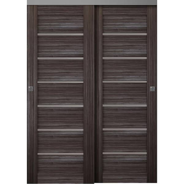 Belldinni Alba 56 in. x 79 in. Gray Oak Finished Wood Composite Bypass Sliding Door