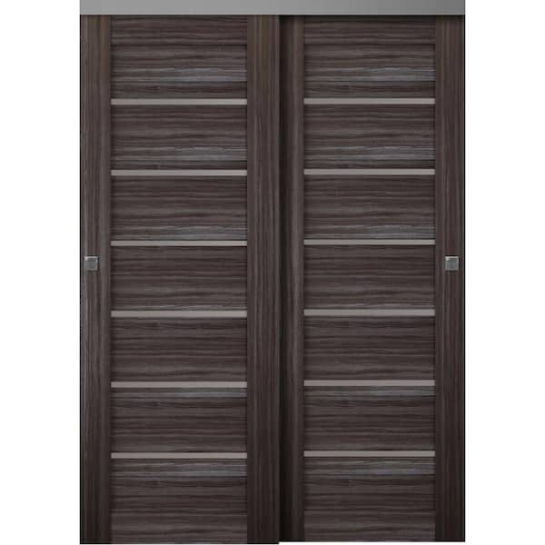 Belldinni Alba 72 in. x 79 in. Gray Oak Finished Wood Composite Bypass Sliding Door