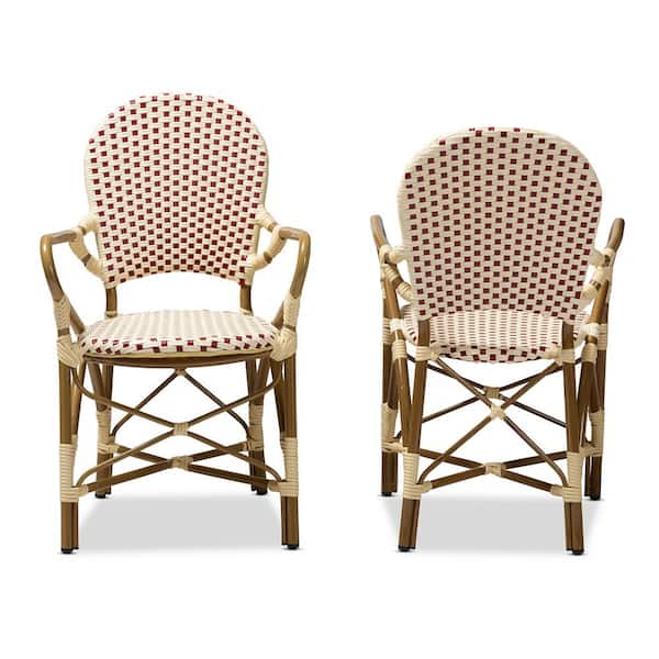 Baxton Studio Seva Beige and Red Dining Chair (Set of 2)
