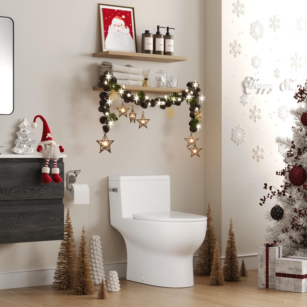 White Elongated One-Piece High Efficiency Toilet with ADA Seat