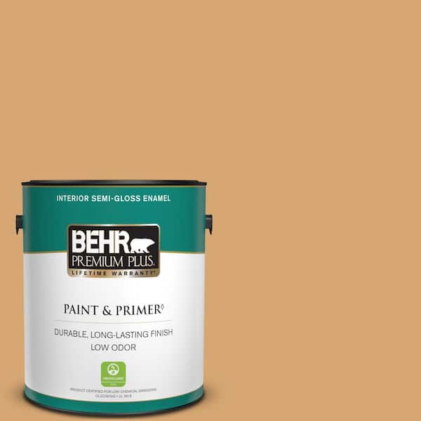 BEHR PREMIUM PLUS 1 gal. #M250-4 Cake Spice Semi-Gloss Enamel Low Odor Interior Paint & Primer