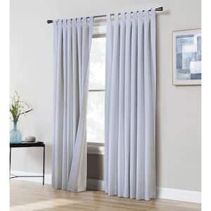 Ventura White 52 in. W x 63 in. L Tab Top Total Blackout Curtain Panel Pair, Each Panel