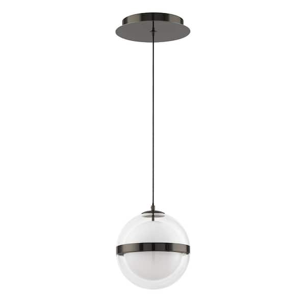 WAC Lighting Cylinder 1-Light Integrated LED Black Chrome Chandelier with Selectable 4CCT 2700K-3000K-3500K-4000K