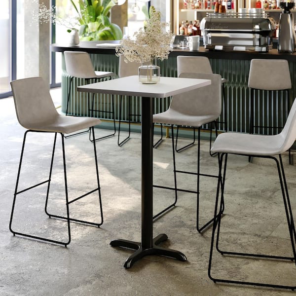 Carnegy Avenue Stiles 24 in. x 30 in. White Rectangular Table Top with Black 22 x 22 in. x in. Style Bar Height Base
