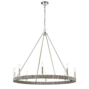 Corde 36 in. W 8-Light Polished Nickel Chandelier with No Shades