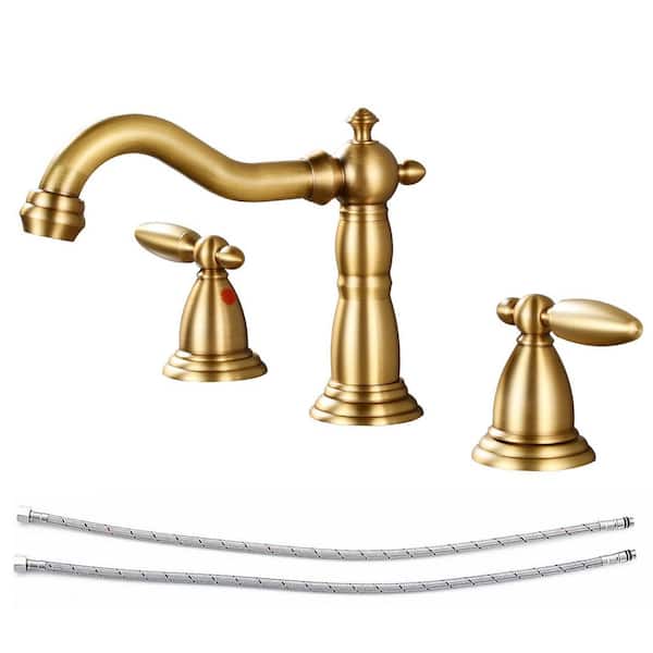 Double handle 8 in. Widespread Bathroom Faucet 3 Hole Bathroom Sink Faucet in Antique Brass