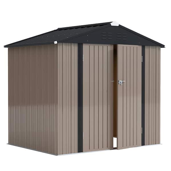Tozey 6 ft. W x 8 ft. D Outdoor Storage Metal Shed Lockable Metal Garden Shed for Backyard Outdoor 245 sq. ft.