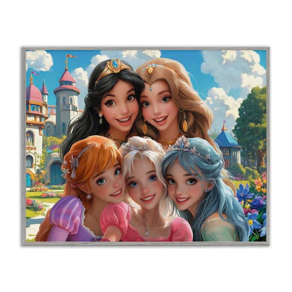 Princess Selfie by Castle by Image World Gray Framed People Giclee Art Print 11 in. x 14 in.