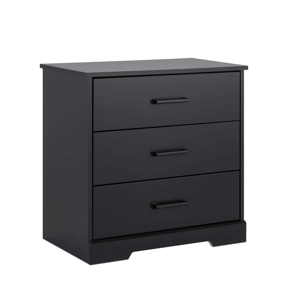 Black Farmhouse Nightstand with Three Drawers
