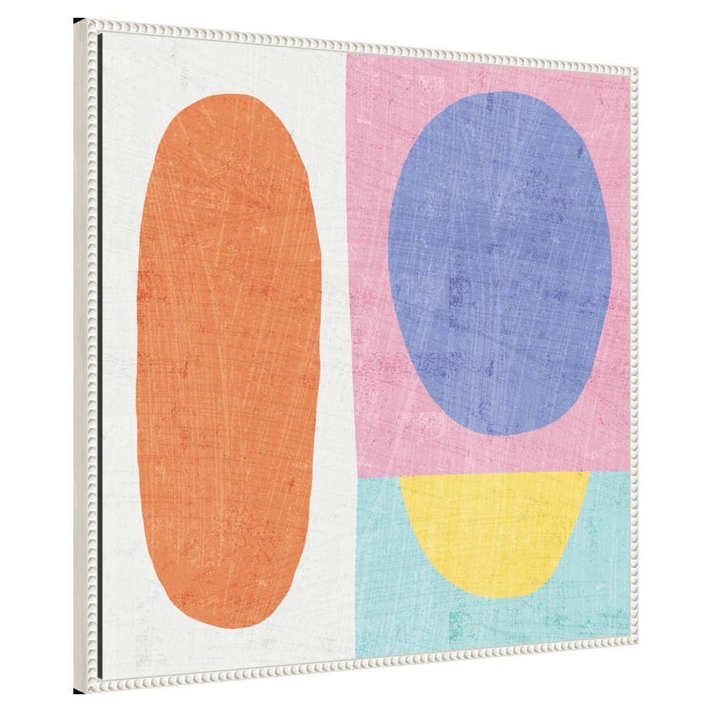 Pastel Abstract Geometric Canvas Art with White Frame
