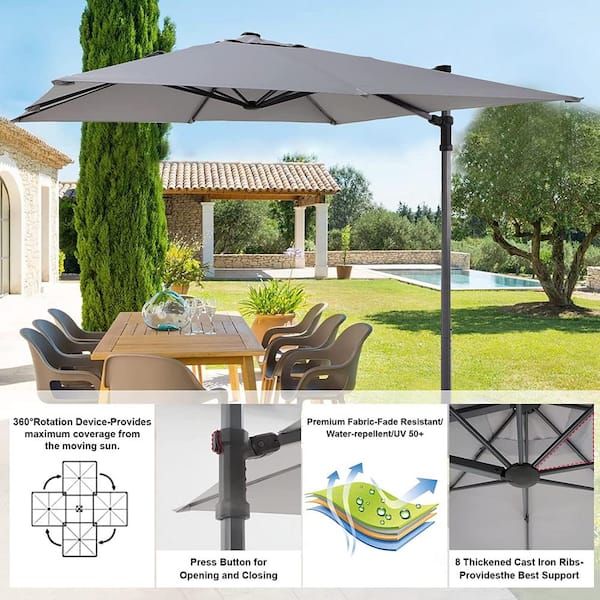Horzel belangrijk Spin Willit 8 ft. Metal Cantilever Solar Tilt Half Patio Umbrella in Light Gray  YJ-BFBS331S - The Home Depot