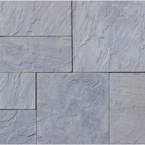 Patio-on-a-Pallet 12in. x 24in. and 24in. x 24in. Concrete Gray Basketweave Yorkstone Paver (18 Pieces/48 Sq Ft.)